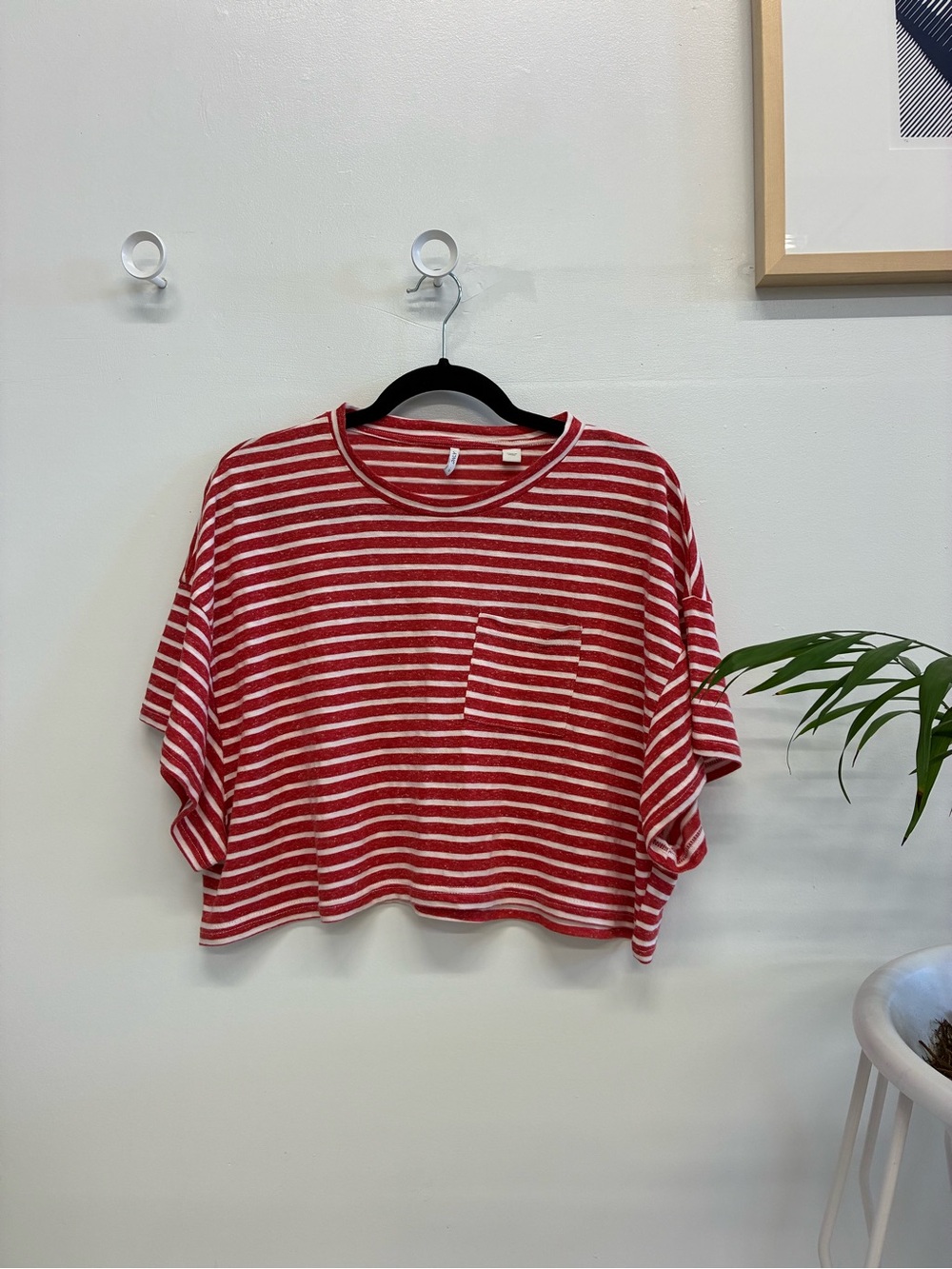 Red & White Striped Crop Top – Boxy Summer Tee (Never Worn)